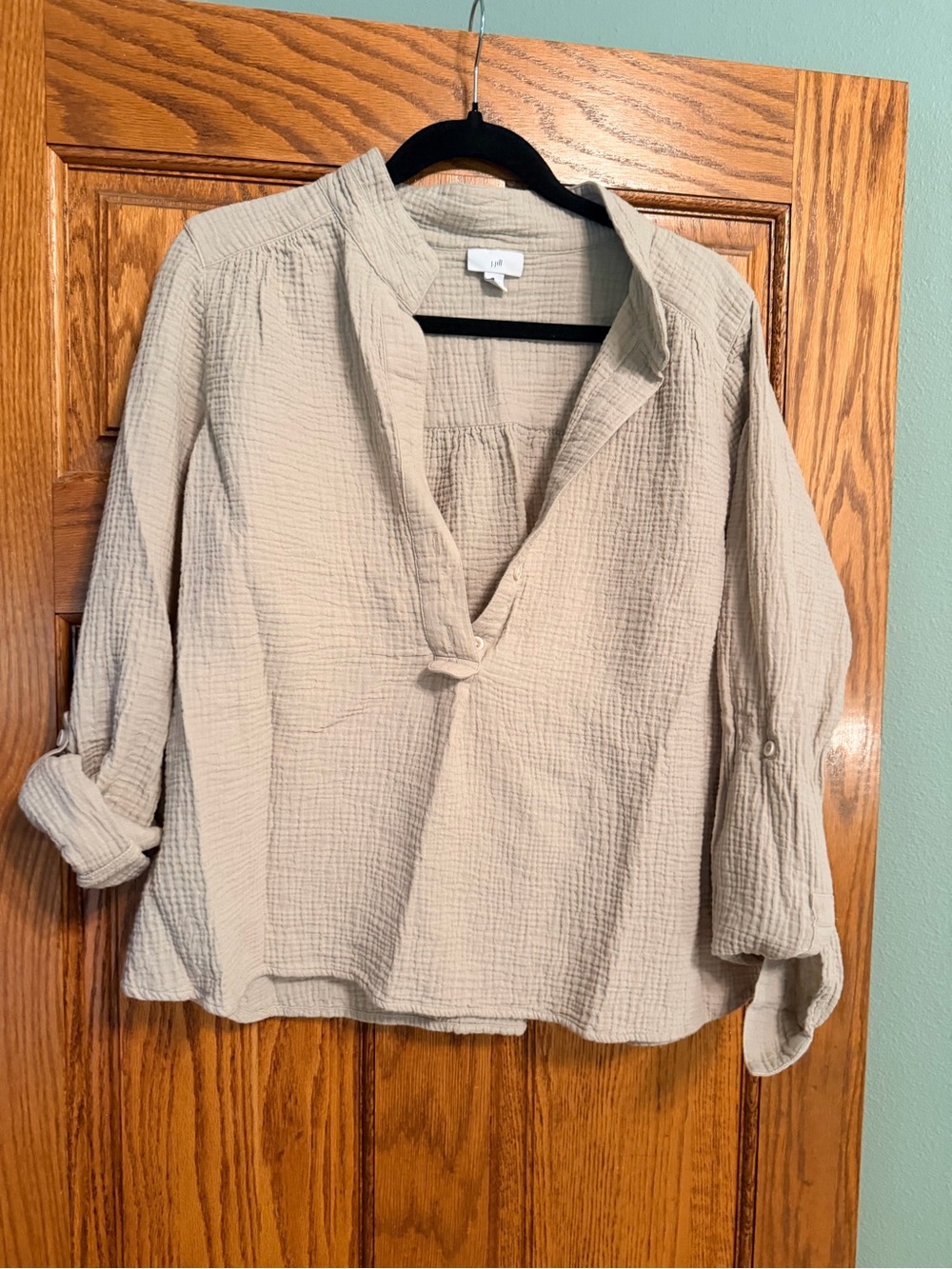 Beige Gauze Pull-Over Blouse - Lightweight Women’s Top